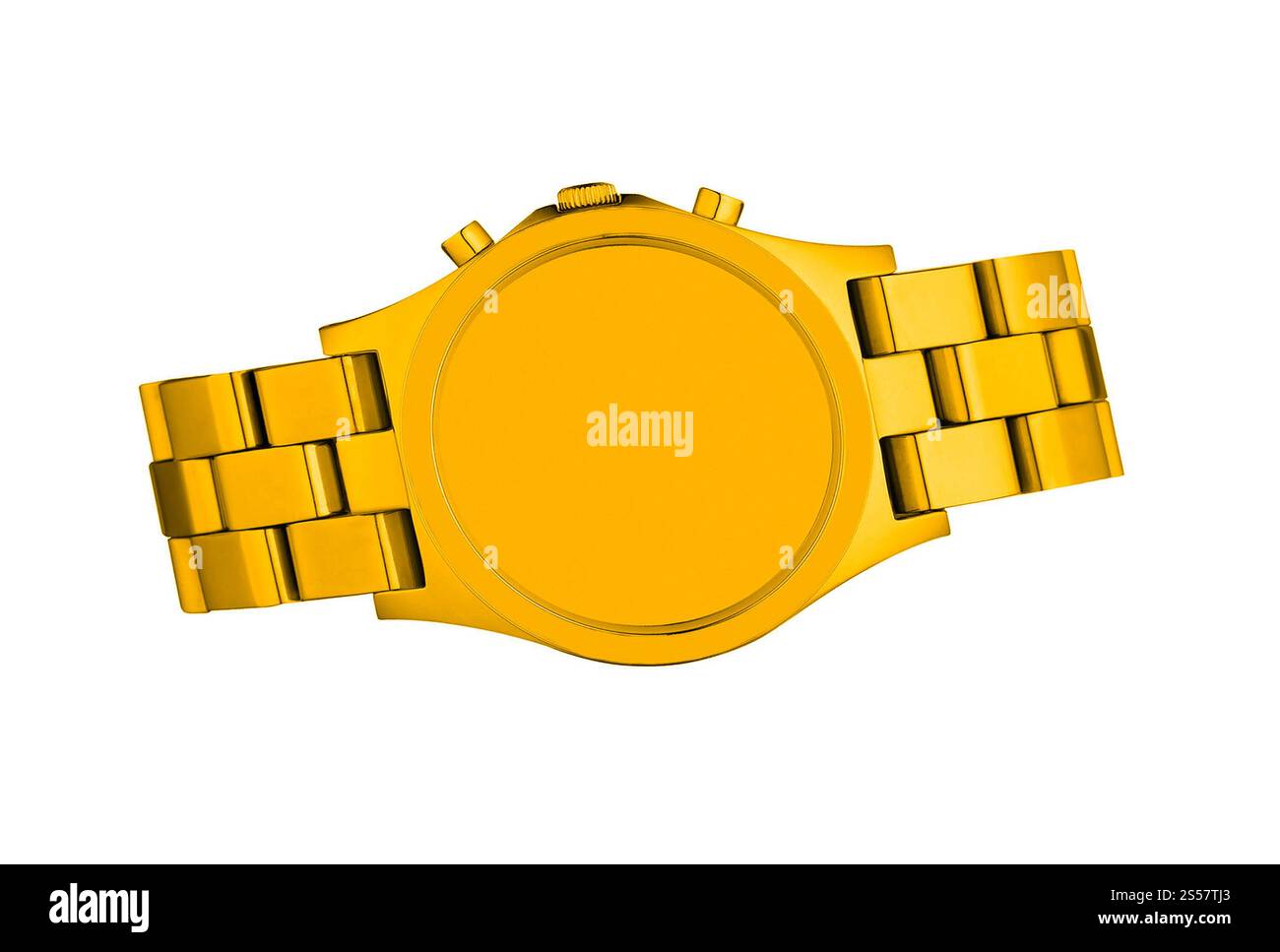 Orologio dorato isolato su sfondo bianco. Golden Watch isolato Foto Stock