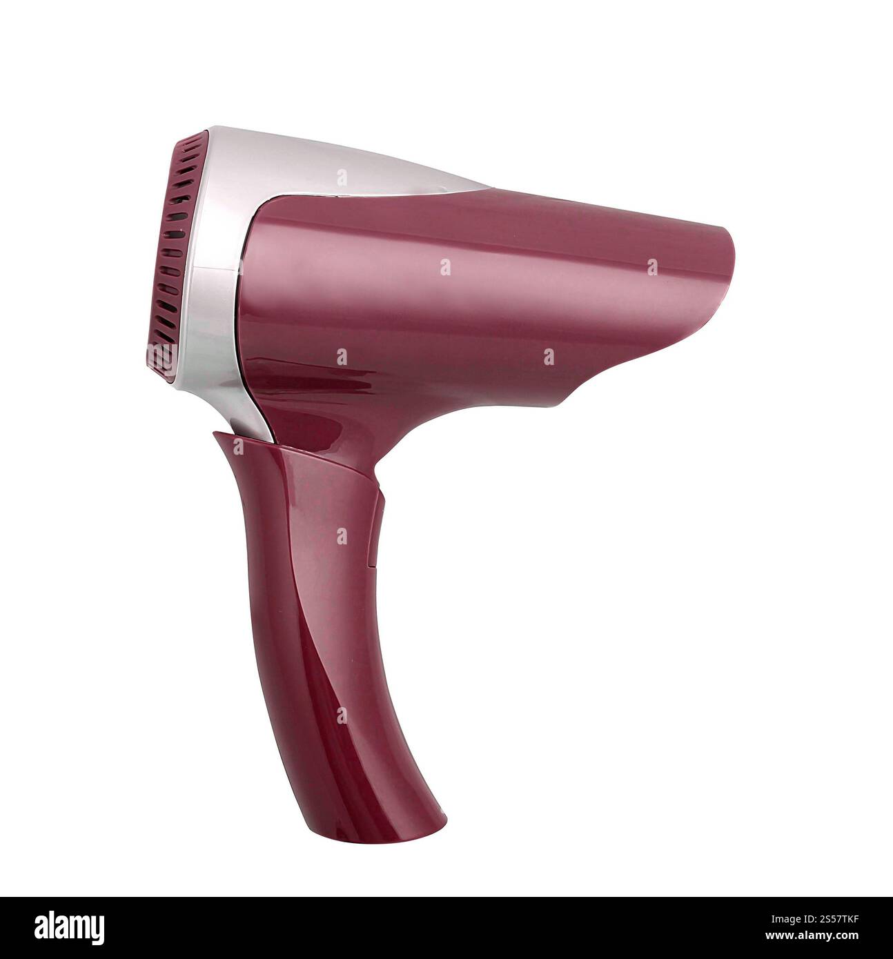 Asciugacapelli alla moda isolato su sfondo bianco. Asciugacapelli alla moda isolato Foto Stock