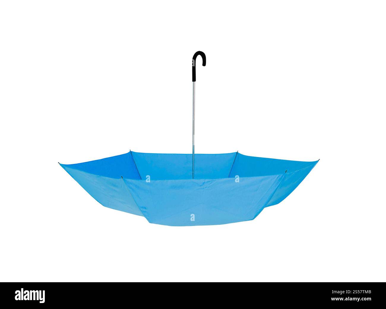 Ombrello blu brillante isolato su sfondo bianco. Ombrello blu brillante isolato Foto Stock