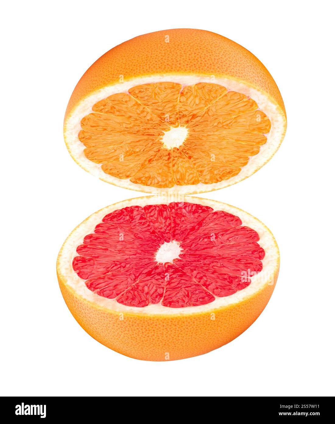 metà pompelmo isolato su sfondo bianco. metà pompelmo isolato Foto Stock