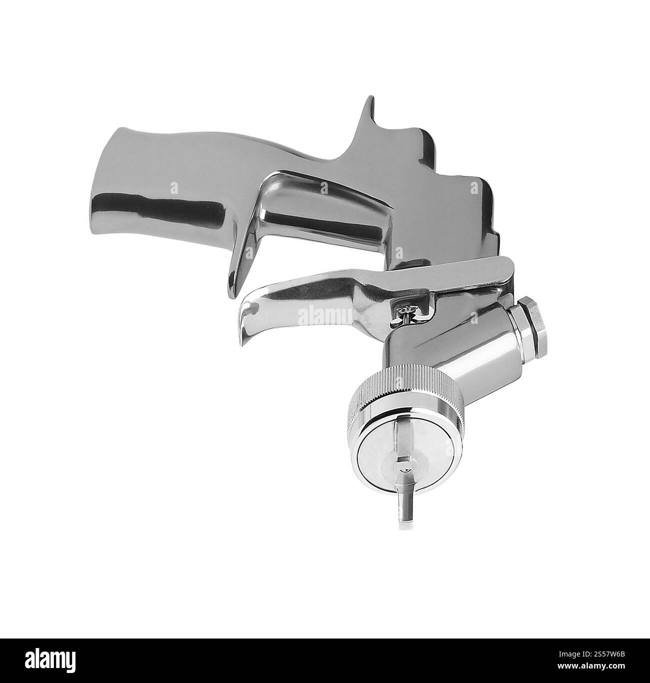 Pistola a spruzzo isolata su sfondo bianco. Pistola a spruzzo isolata Foto Stock