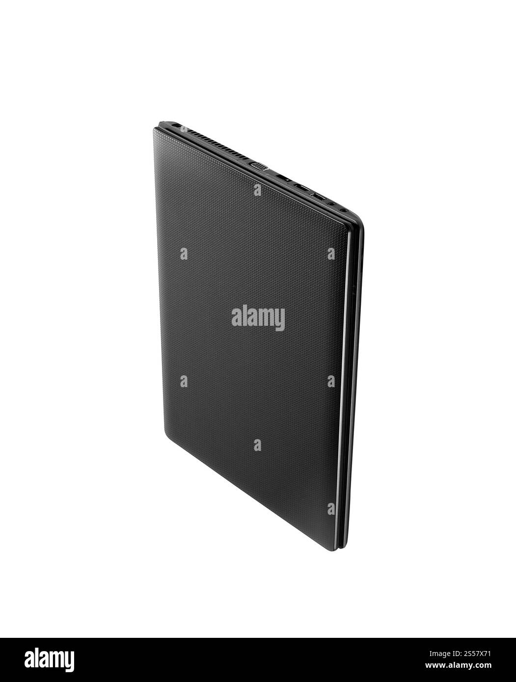 Computer portatile chiuso isolato su sfondo bianco Foto Stock