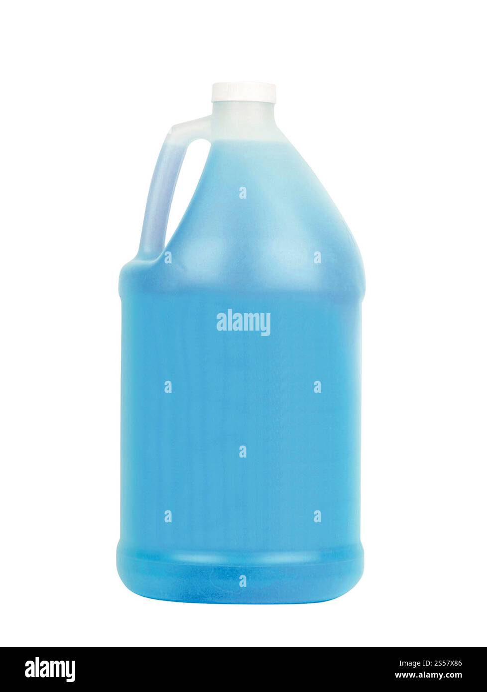 Flacone in plastica blu per detersivo liquido isolato su sfondo bianco Foto Stock