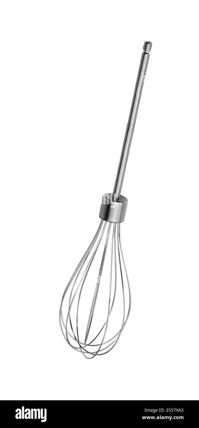 primo piano della frusta di carne su sfondo bianco Foto Stock