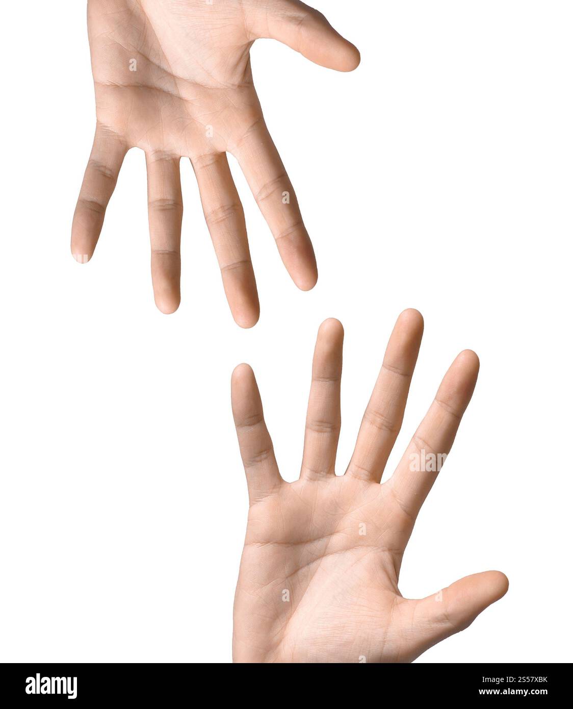 simbolo della mano isolato su sfondo bianco Foto Stock