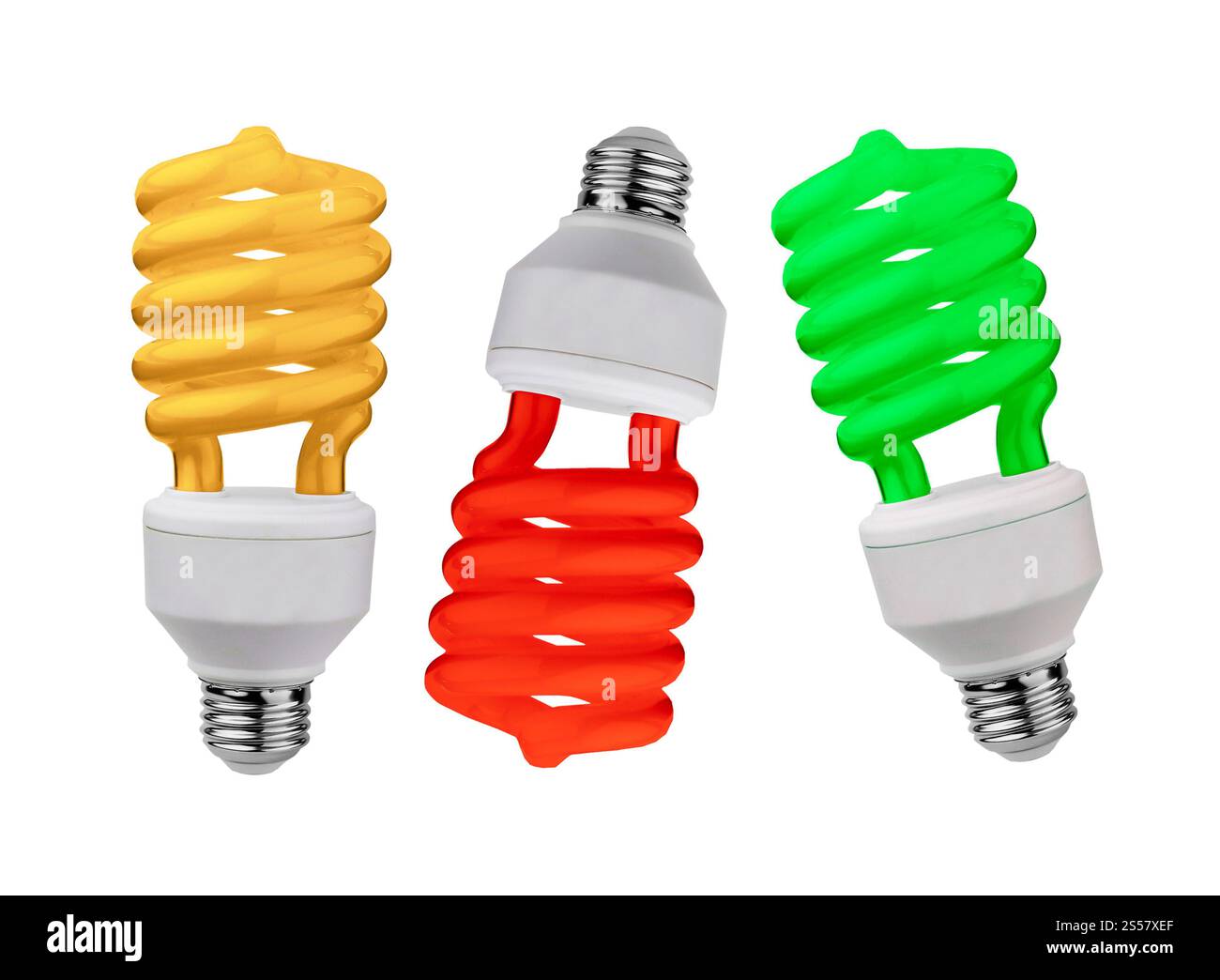 lampadine isolate su sfondo bianco Foto Stock