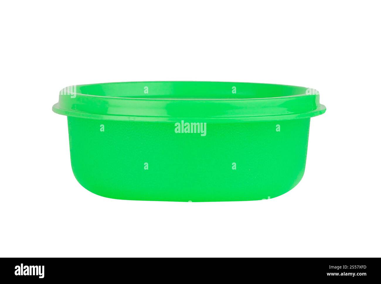 Contenitore in plastica per alimenti isolato su bianco Foto Stock