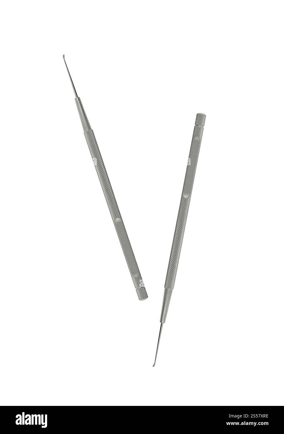 Set di metallo attrezzature mediche strumenti per denti cura dentale Foto Stock