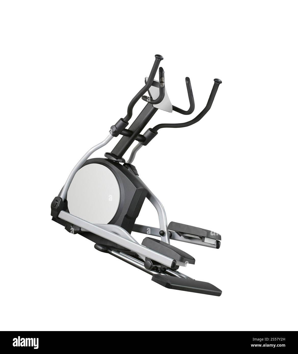 Attrezzatura ellittica su sfondo bianco Foto Stock