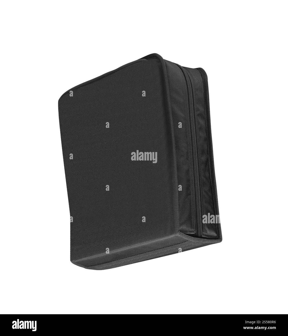 borsa in tessuto con cerniera su sfondo bianco Foto Stock