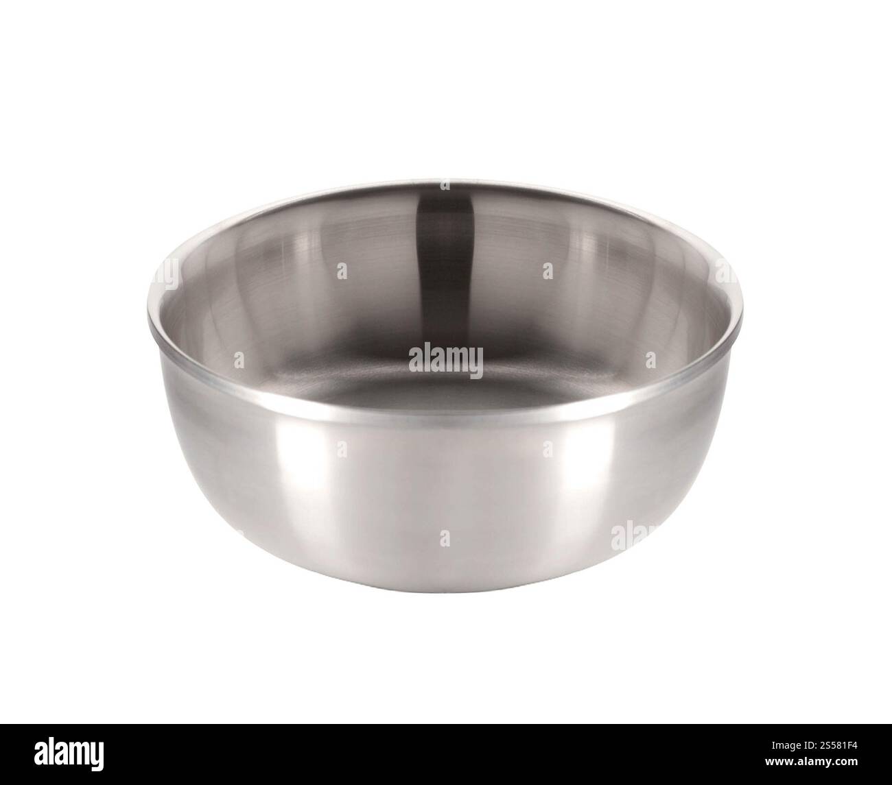 Svuotare la ciotola per alimenti per animali isolata su sfondo bianco. Svuotare la ciotola per alimenti per animali Foto Stock