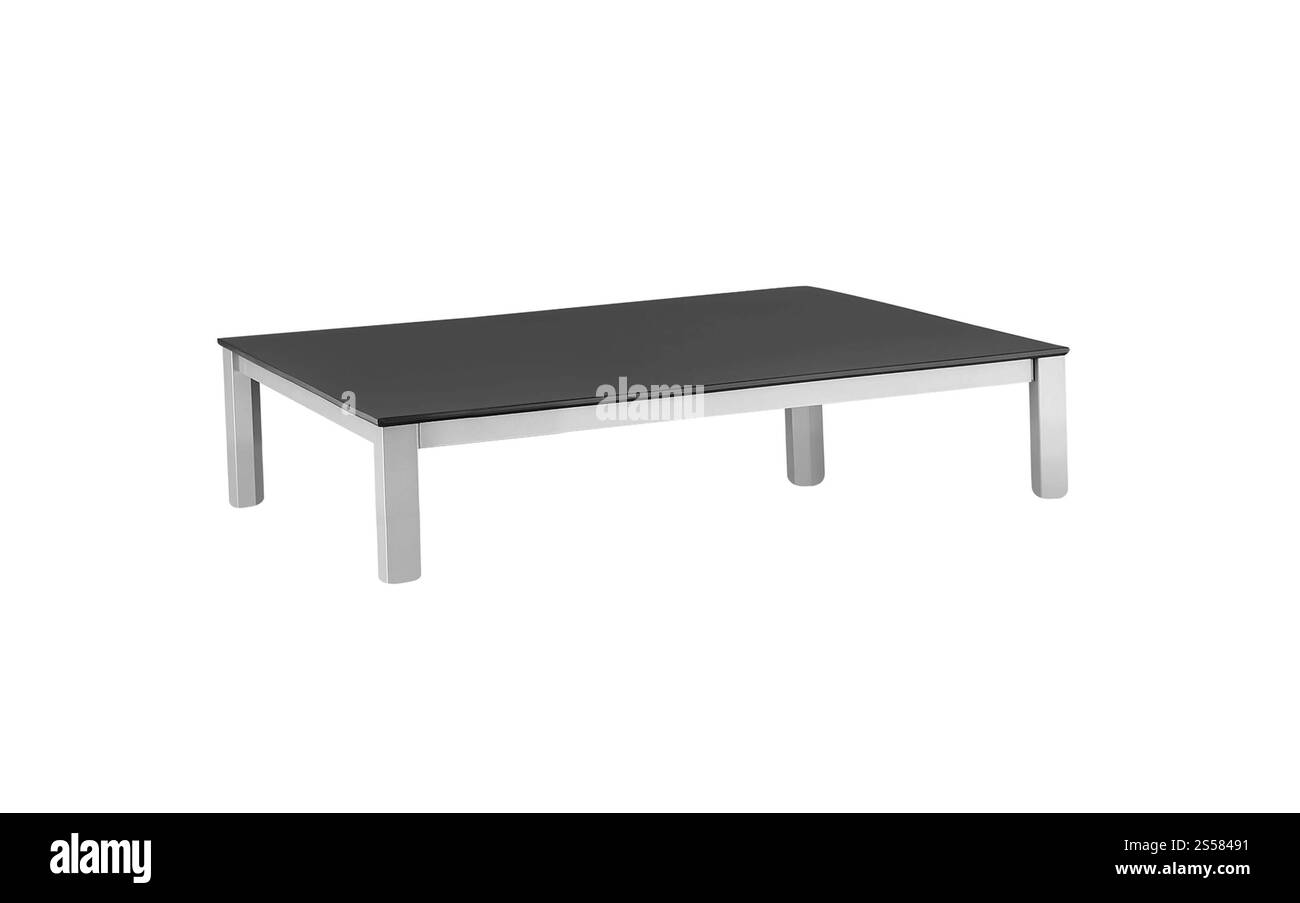 Tavolino da caffè in legno scuro isolato su bianco Foto Stock