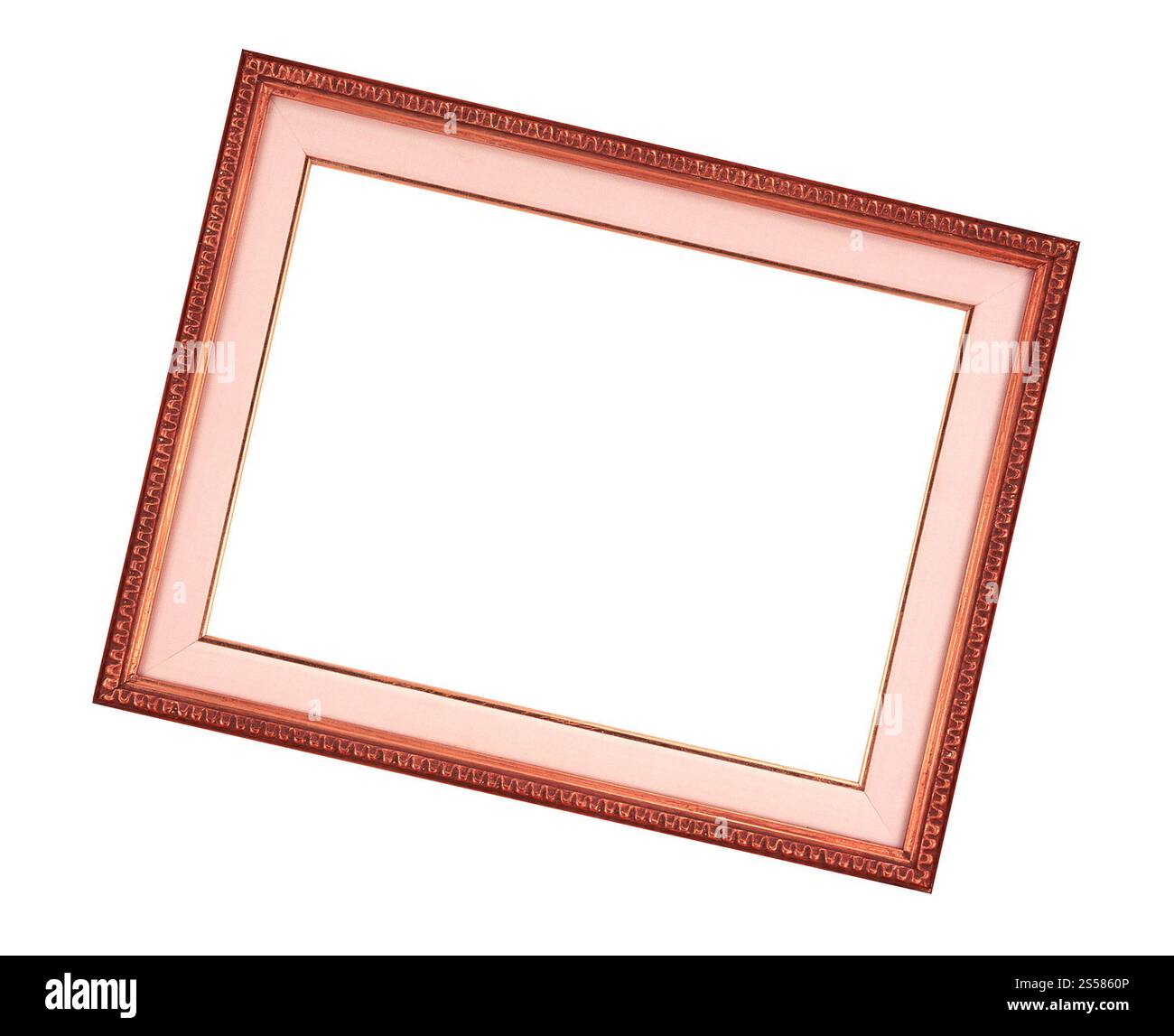 cornice in legno scuro isolata su sfondo bianco Foto Stock