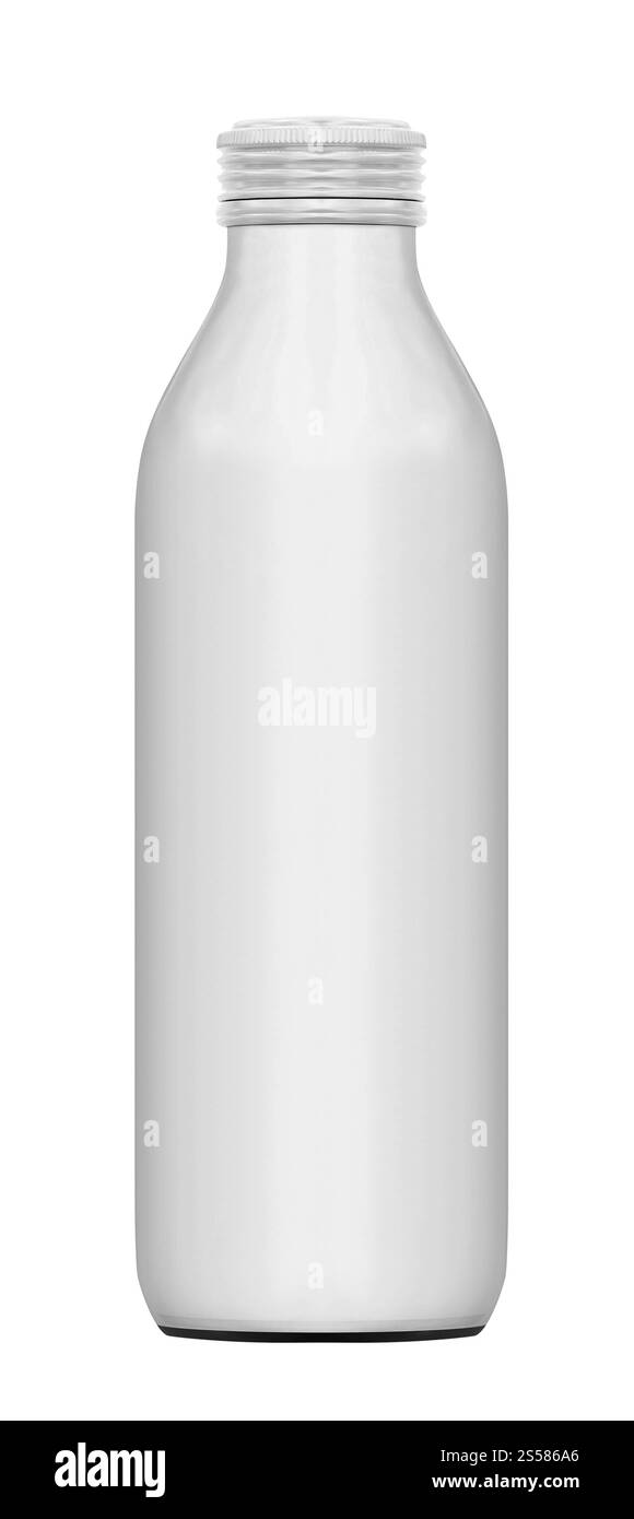 Bottiglia di latte isolato su sfondo bianco Foto Stock