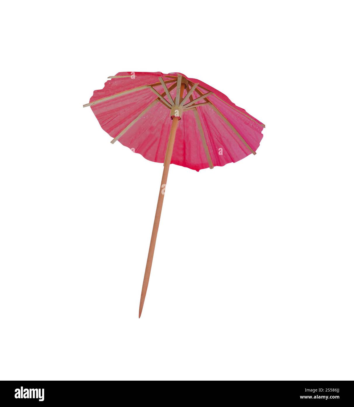 Ombrello da cocktail rosa isolato su sfondo bianco Foto Stock
