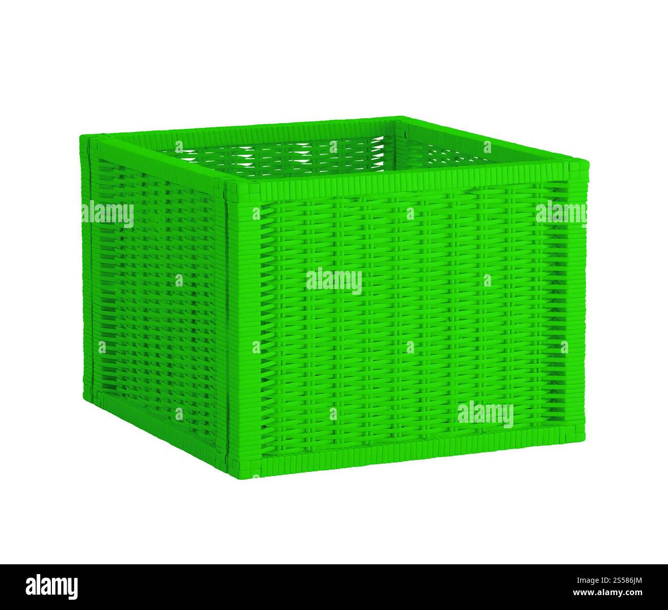Cestello vuoto verde su sfondo bianco Foto Stock