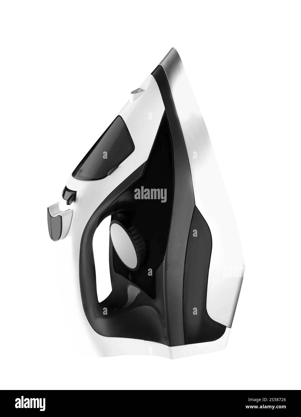 Ferro da stiro isolato su uno sfondo bianco Foto Stock