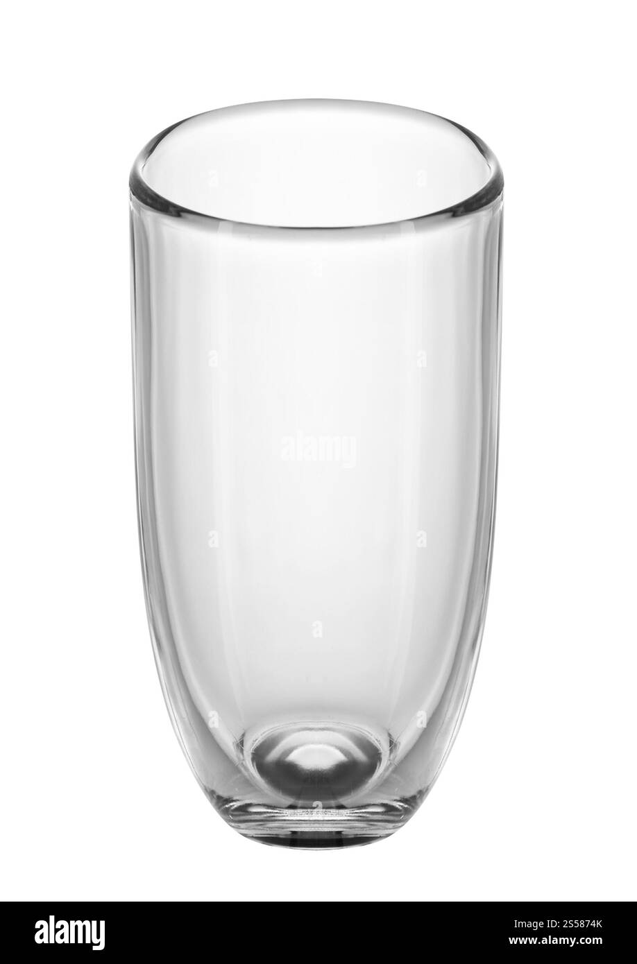 Bicchiere vuoto per l'acqua, succo di frutta o di latte Foto Stock