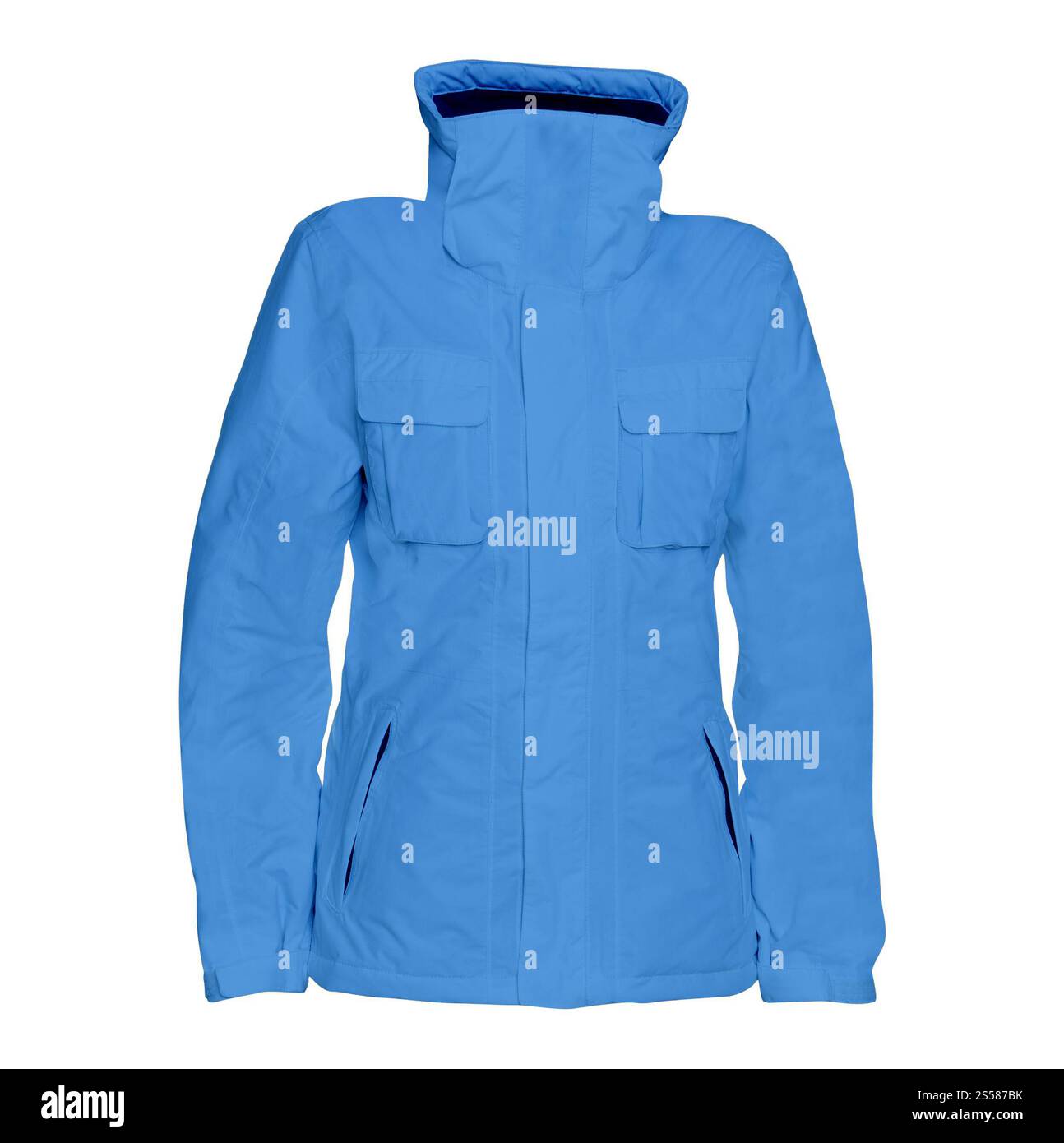 Giacca invernale maschile blu isolata su sfondo bianco Foto Stock