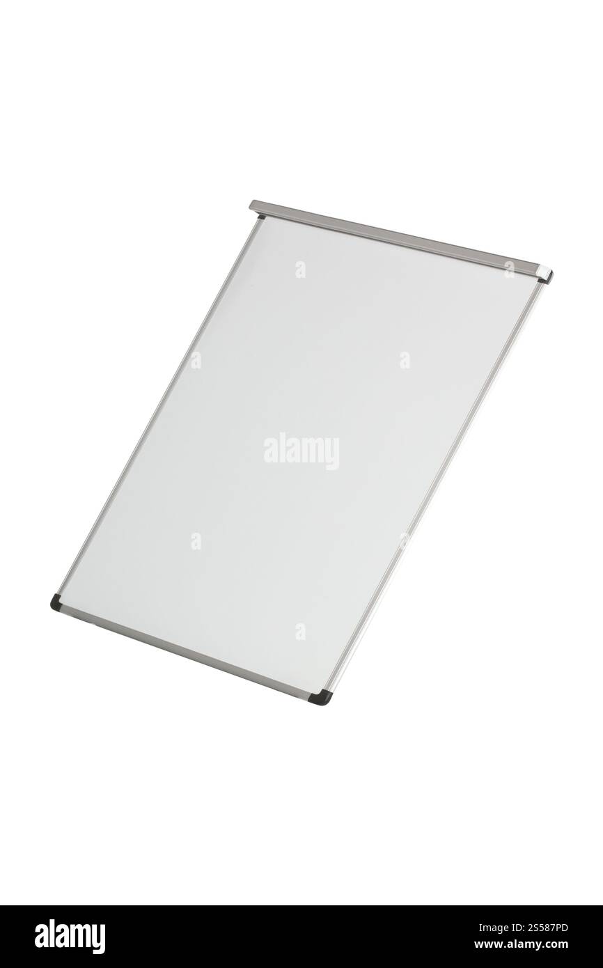 Lavagna vuota isolata su bianco Foto Stock