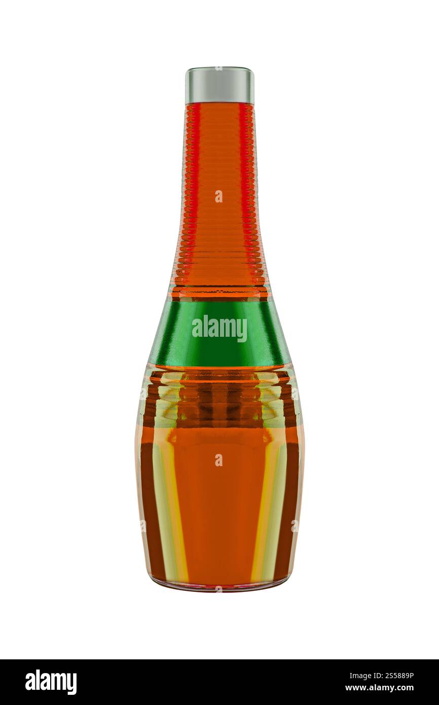 Succo di mela in una bottiglia di vetro Foto Stock