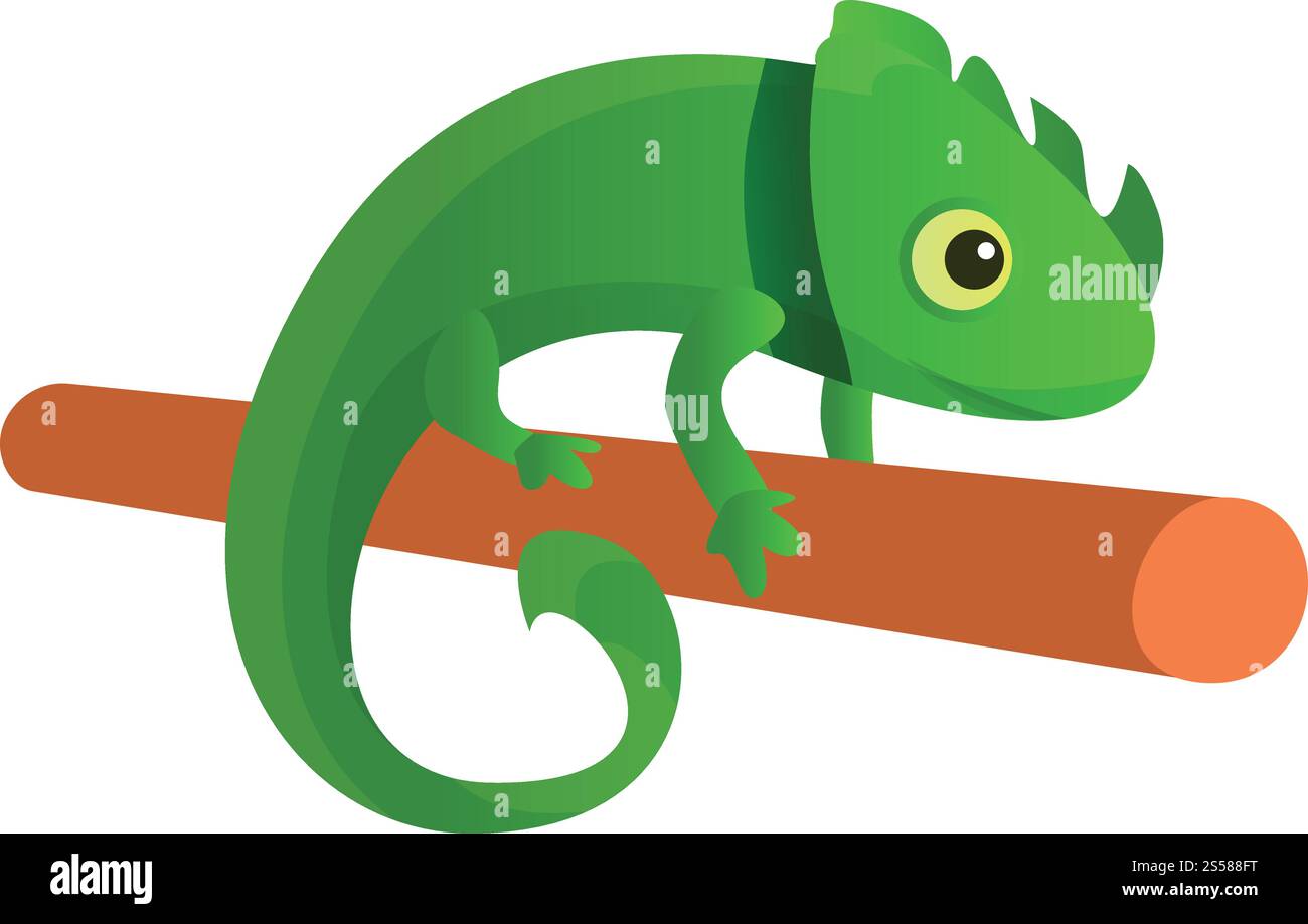 Icona Chameleon. Cartone animato dell'icona vettoriale camaleonte per il web design isolato su sfondo bianco. Icona camaleonte, stile cartoni animati Illustrazione Vettoriale