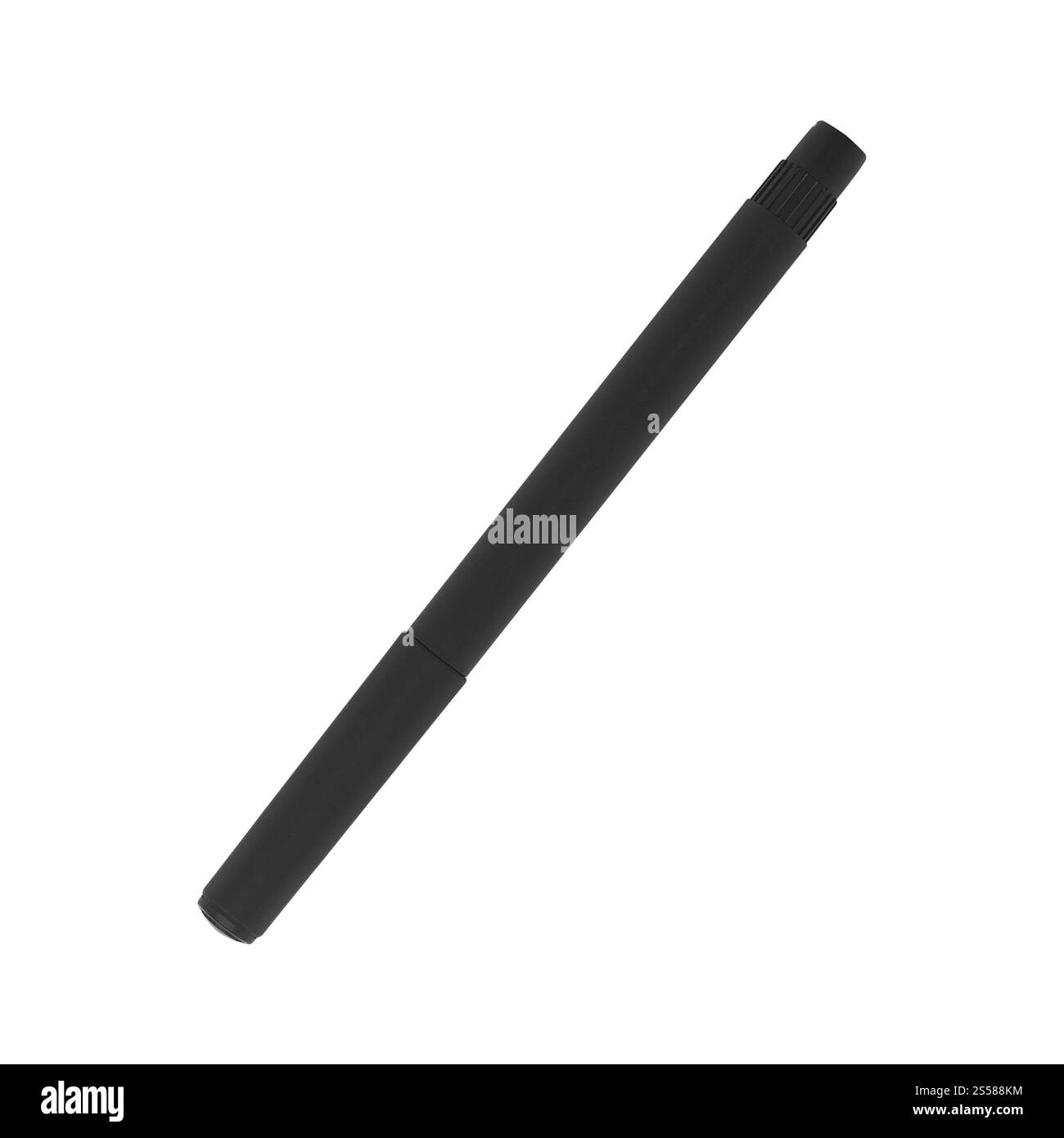 penna a sfera nera su sfondo bianco Foto Stock