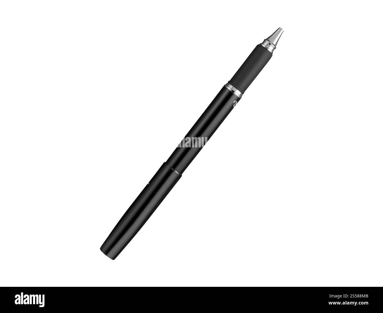 penna a sfera nera su un bianco Foto Stock