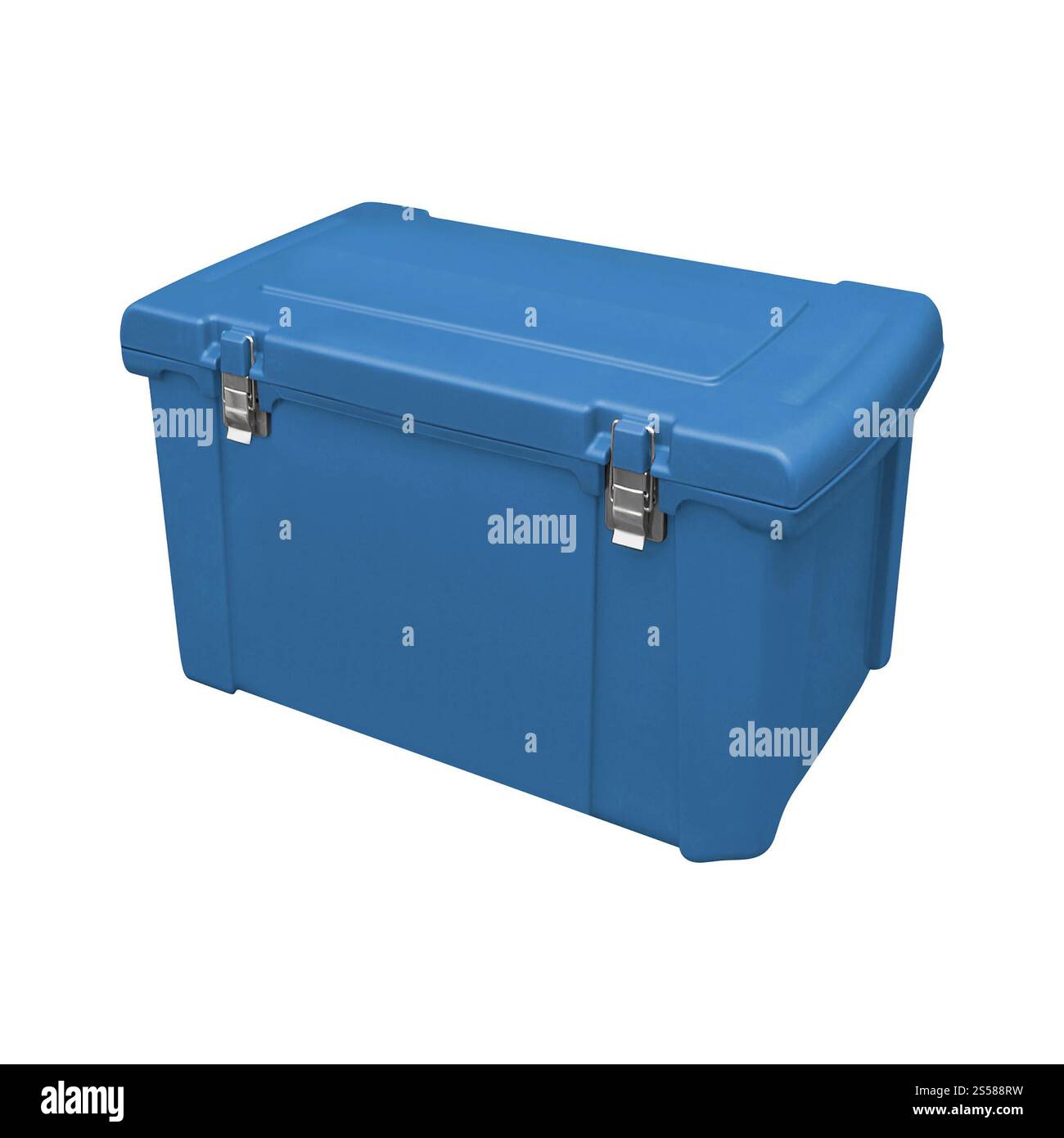 Frigorifero portatile blu isolato su bianco Foto Stock