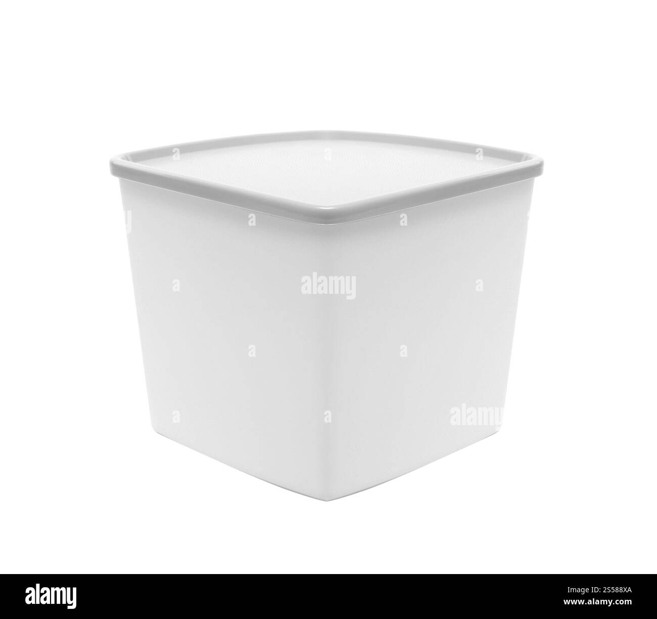 Contenitore di plastica vuoto bianco Foto Stock