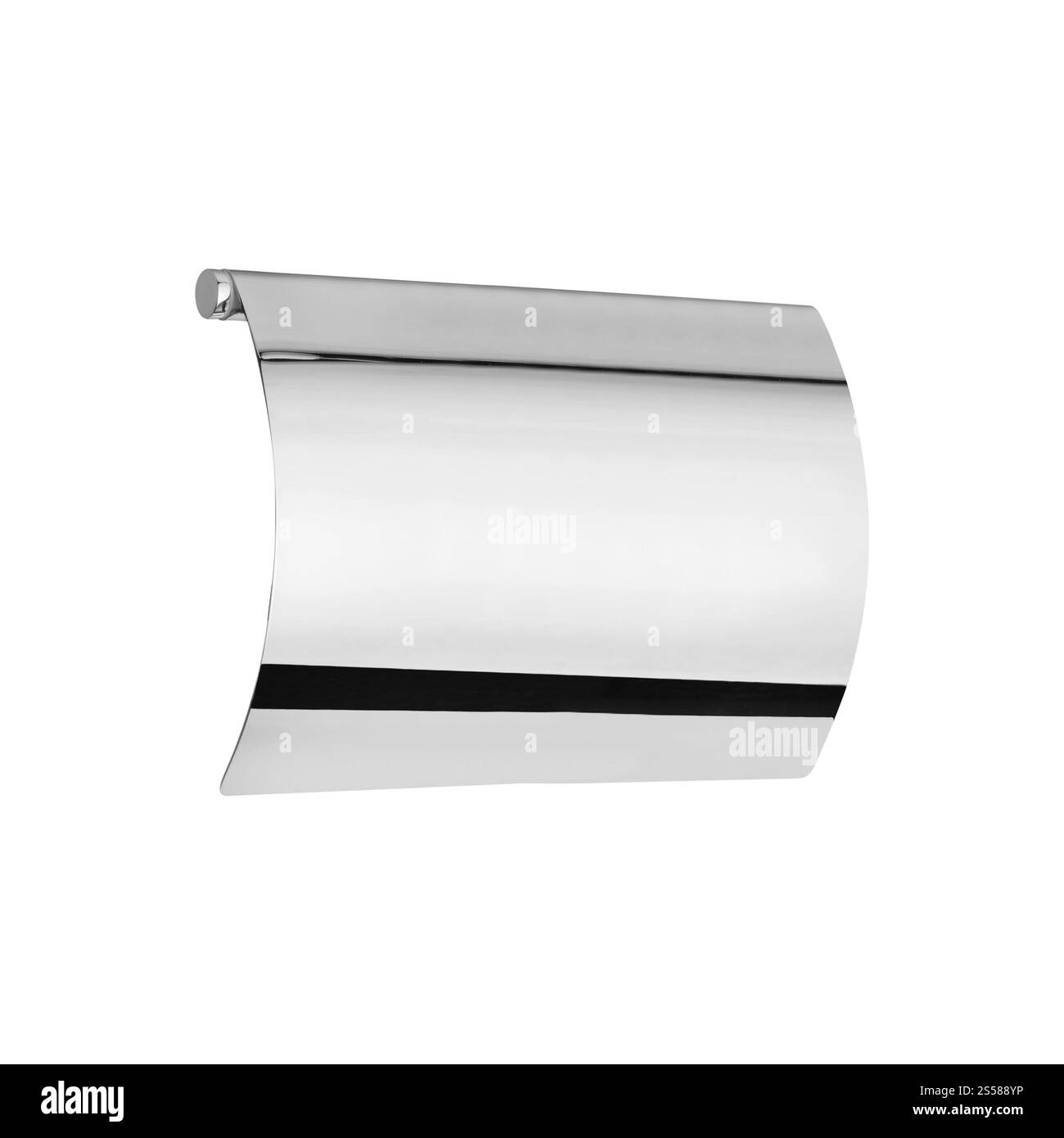 un portarotoli cromato isolato su bianco Foto Stock