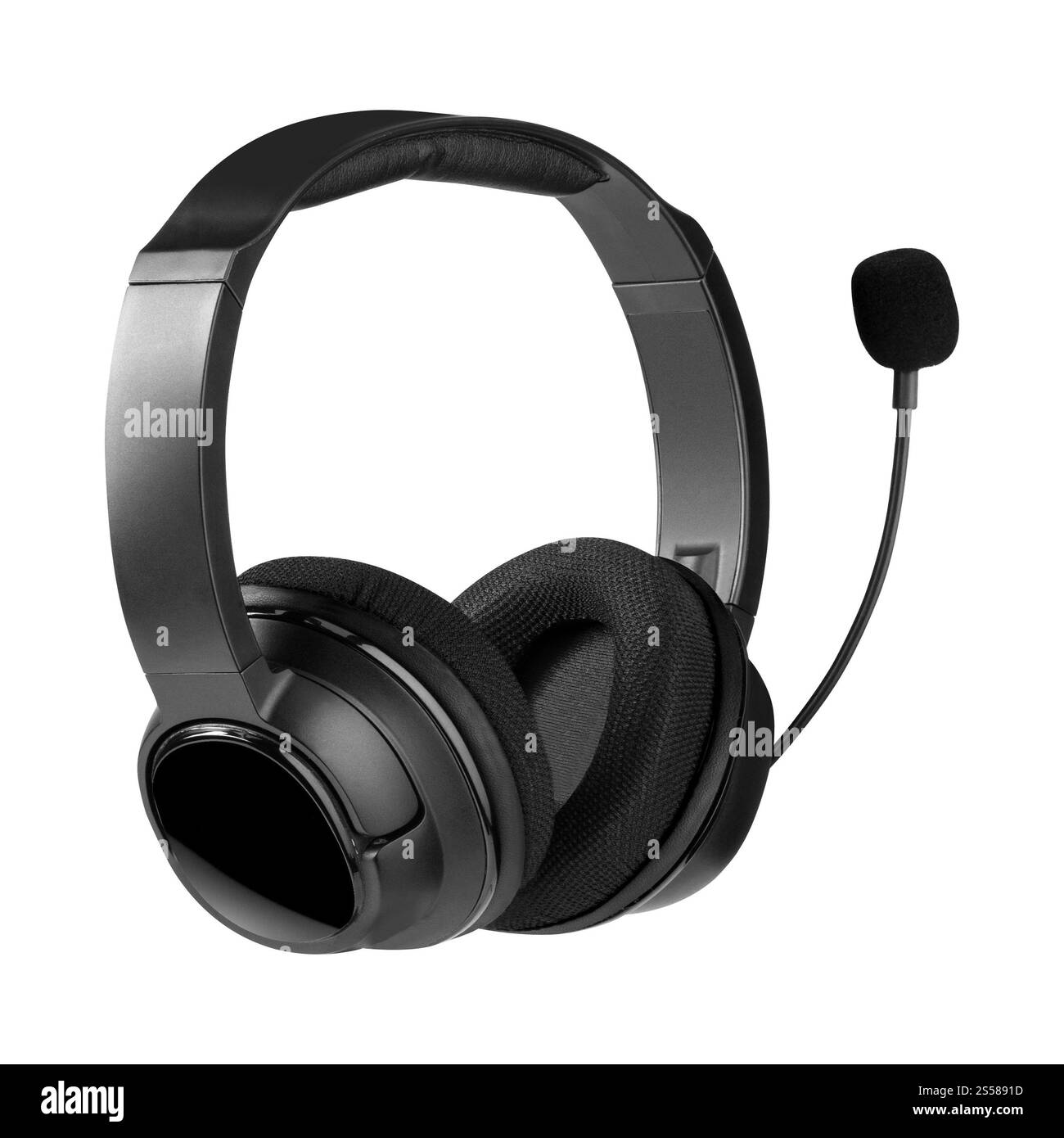 Helpdesk auricolare. Isolato su sfondo bianco Foto Stock