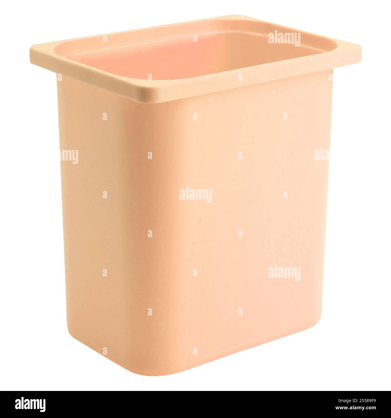 contenitore di plastica vuoto isolato su sfondo bianco Foto Stock