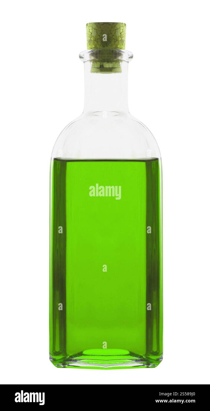 Pozione di bottiglia isolata su bianco Foto Stock