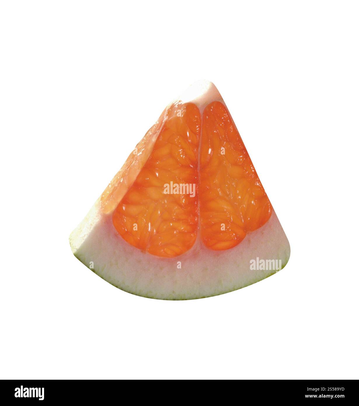 Fetta di pompelmo isolati su sfondo bianco Foto Stock