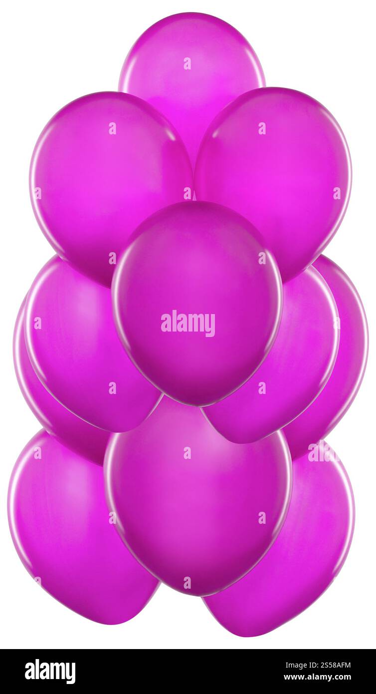Palloni viola isolati su bianco Foto Stock