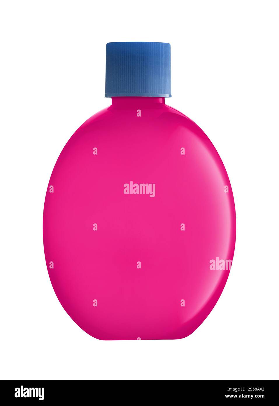 Versare una bottiglia di sapone liquido rosa Foto Stock