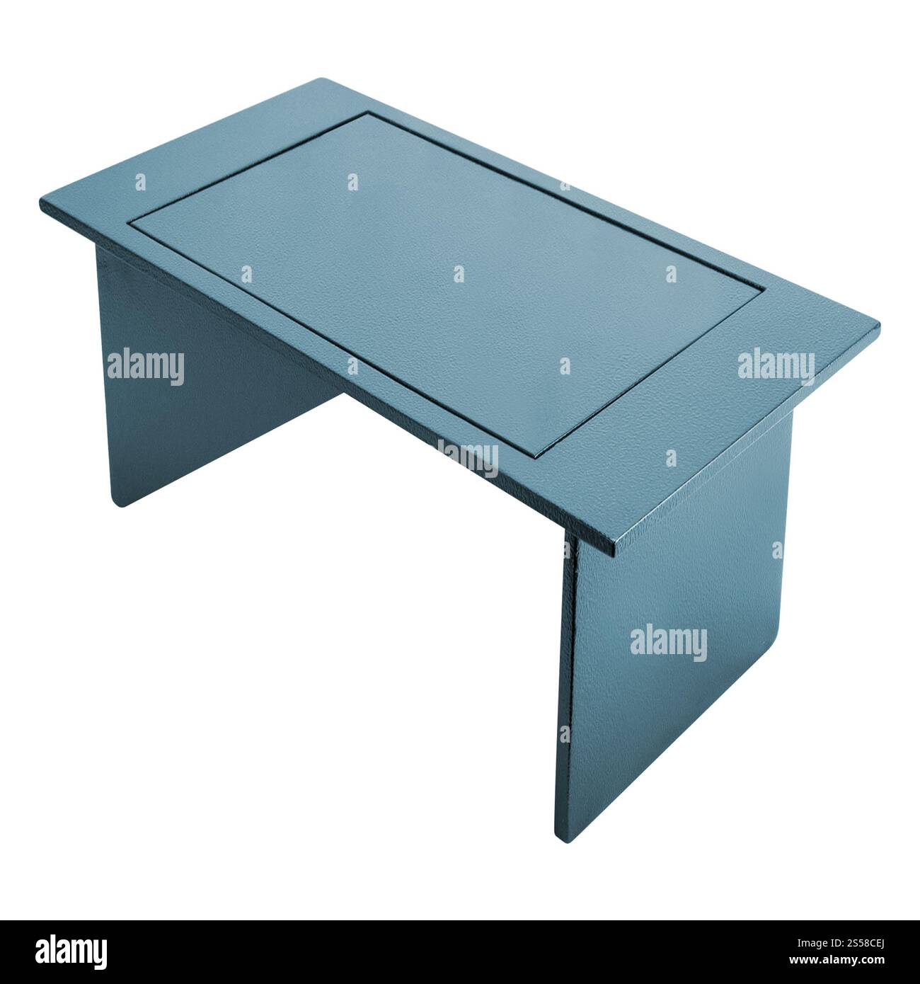 tavolo metallico su sfondo bianco Foto Stock