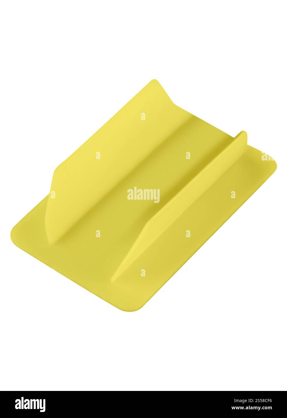 Scheda di plastica gialla isolata Foto Stock