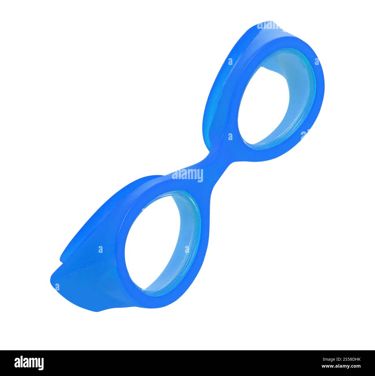 Occhiali di protezione blu isolati su bianco Foto Stock