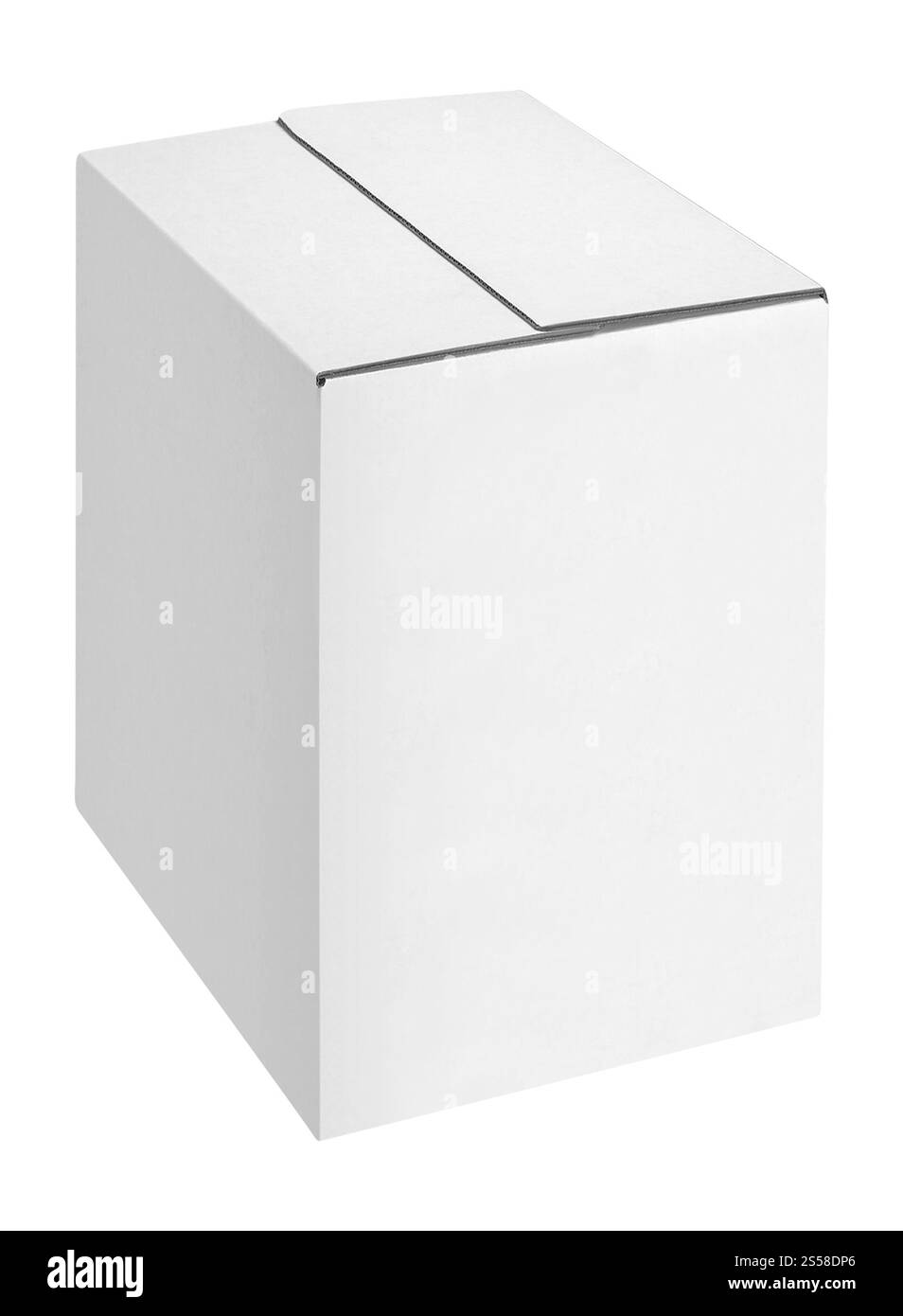 Scatola di cartone isolato su bianco Foto Stock