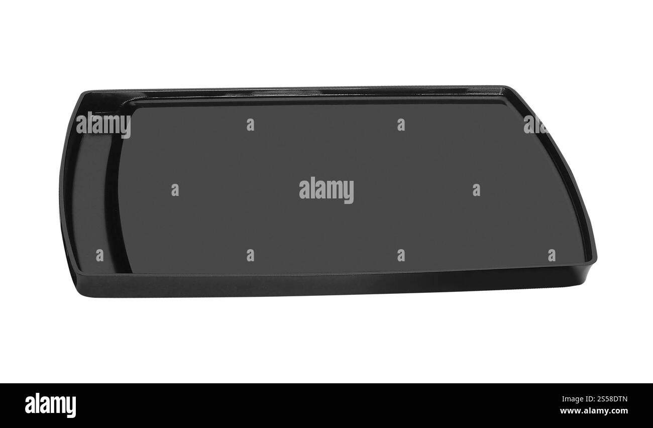 vassoio in plastica nero isolato su bianco Foto Stock
