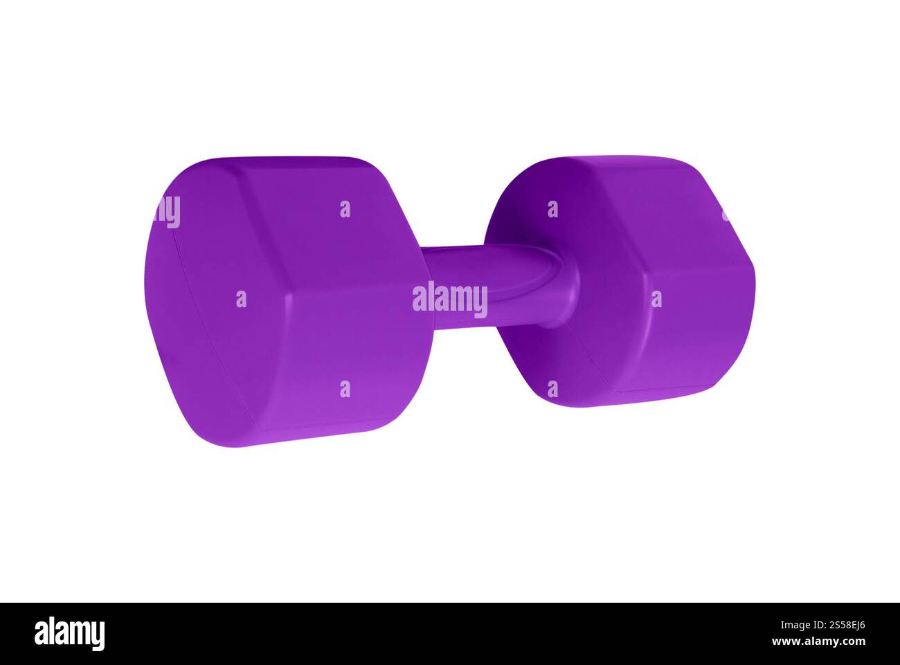 violet dumbbell isolato su bianco Foto Stock