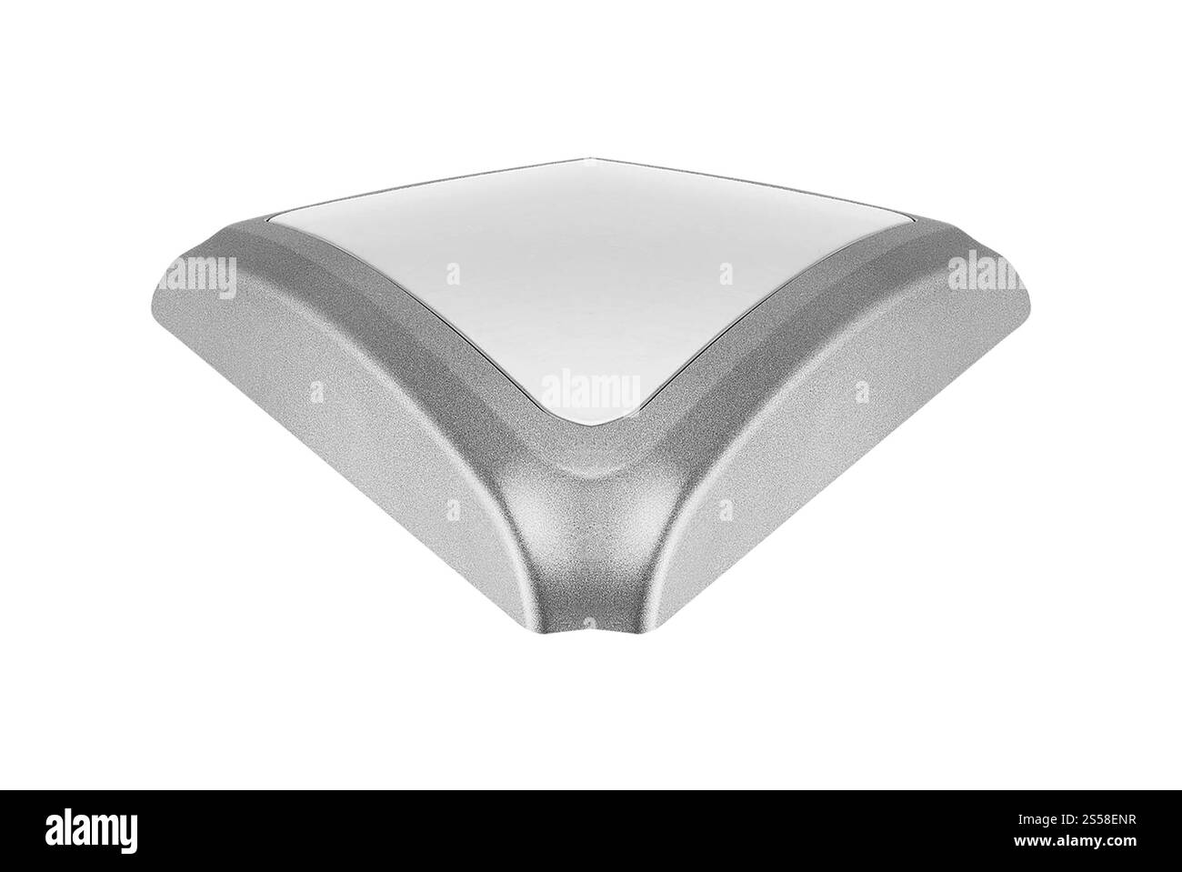 Pulsante in plastica isolato su bianco Foto Stock