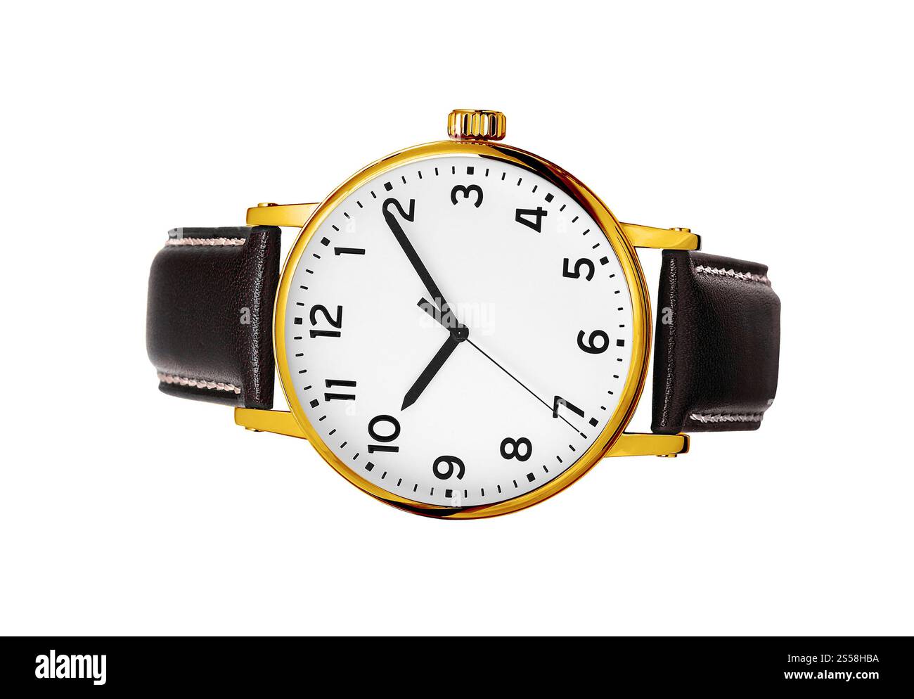 orologio moderno isolato su sfondo bianco. orologio moderno isolato su un bianco Foto Stock