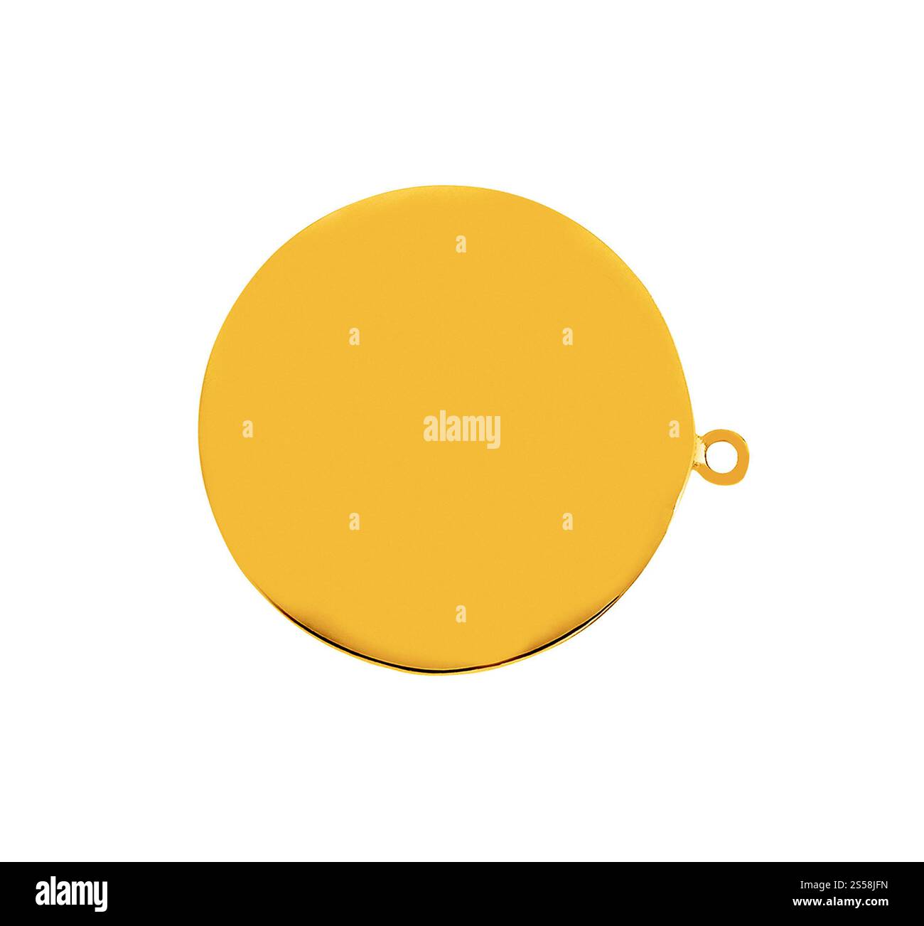 Medaglione d'oro su una catena d'oro isolata. Medaglione d'oro su una catena d'oro Foto Stock