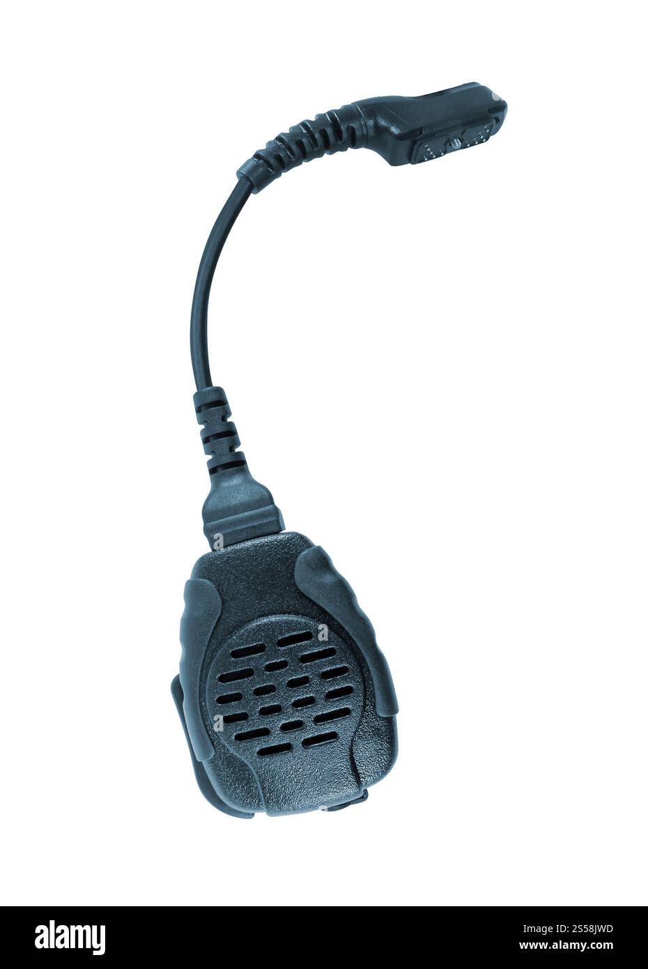 Ricetrasmettitore radio auto della polizia isolato su bianco. Ricetrasmettitore radio per auto della polizia Foto Stock