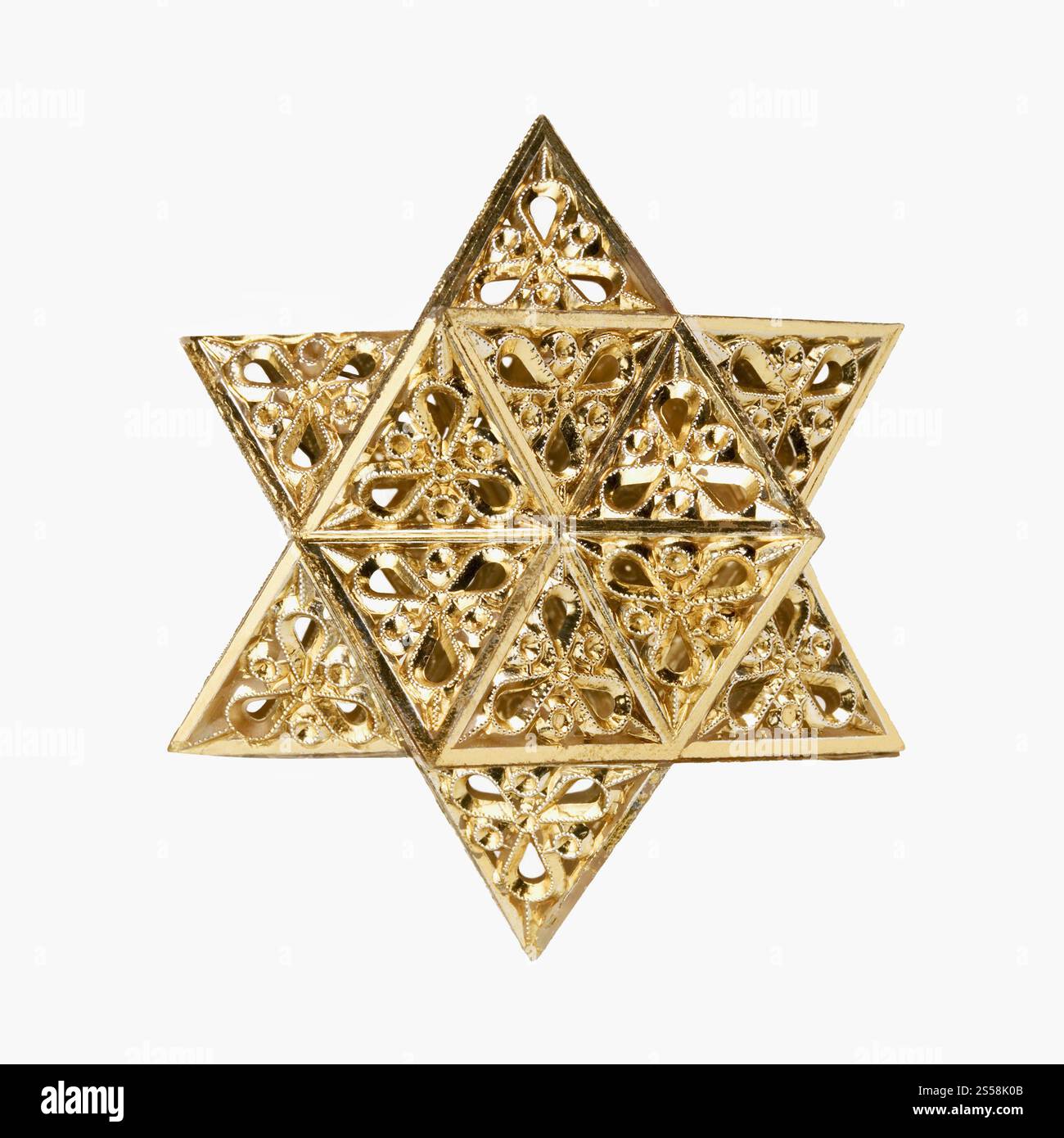stella dorata isolata sul bianco. stella d'oro Foto Stock