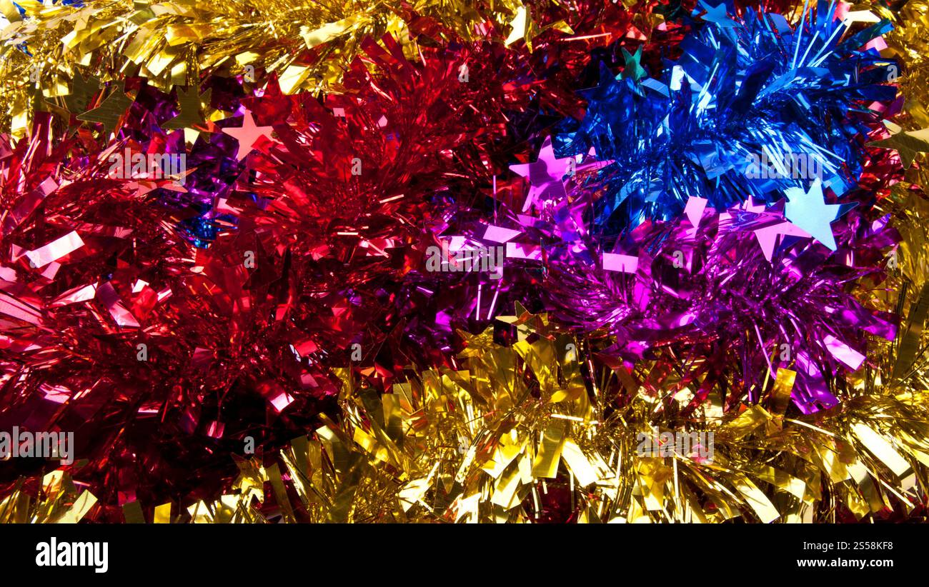 Sfondo o texture della decorazione dell'albero di Natale. Decorazione dell'albero di Natale Foto Stock