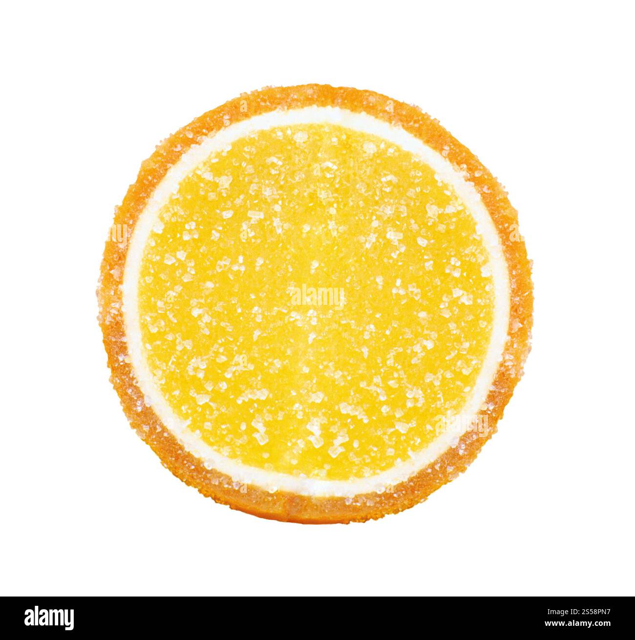 gelatina d'arancia in zucchero isolata su bianco. gelatina d'arancia con zucchero Foto Stock